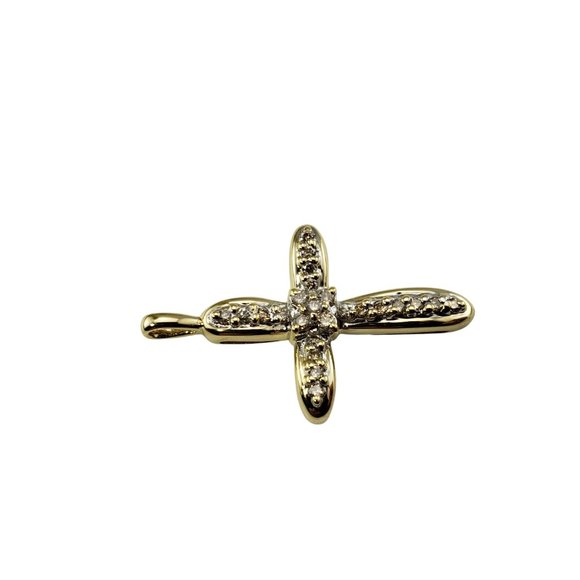Vintage 10 Karat Yellow Gold Diamond Cross Pendant #10421 - Picture 3 of 9